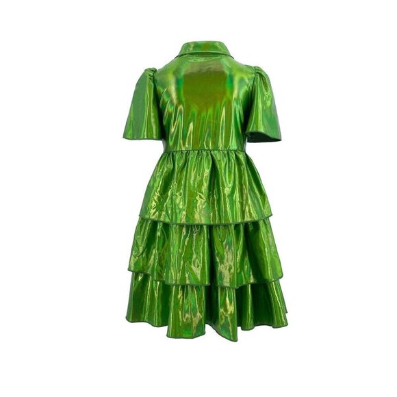 NWT Lola + The Boys iridescent emerald bow dress size 2 - Picture 3 of 8